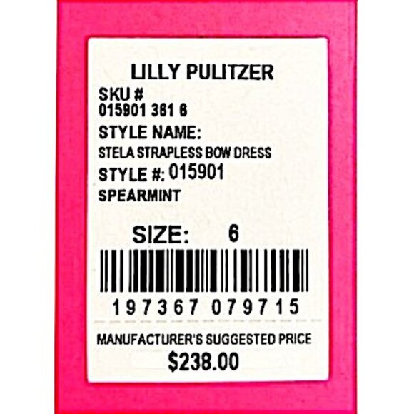 Lilly Pulitzer Stela Strapless Dress in Spearmint NWT - Size 6 - Picture 8 of 9